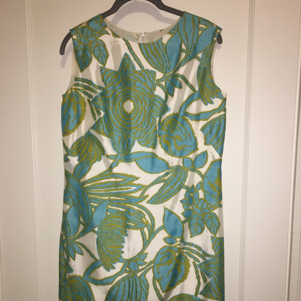 Vintage silk flower print shift dress